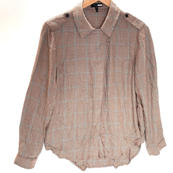 (A54) rag & bone Field Plaid Shirt, Color - Tan Multi, Size Medium - Picture 8 of 16